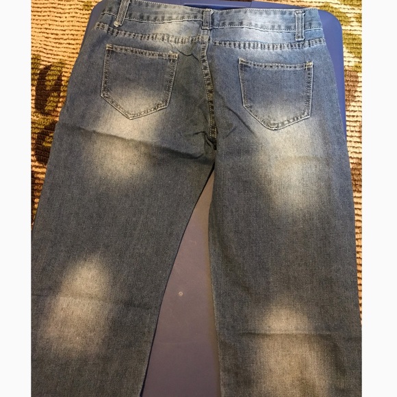 Ripped Distressed Blue Jeans - Picture 3 of 3